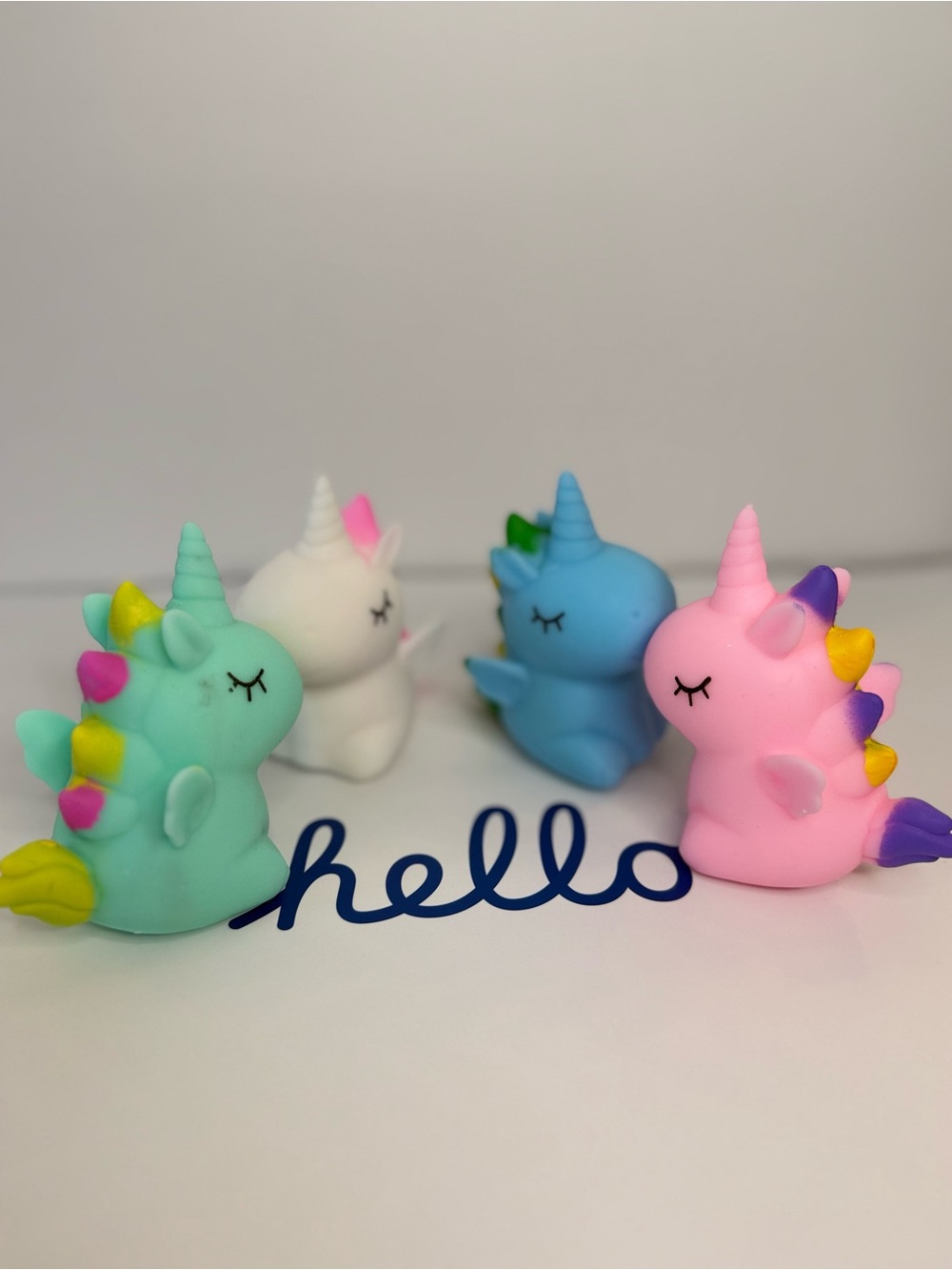 Set of Four Unicorn Squishies Toys - Mint, White, Blue, Pink. New! - Picture 7 of 7